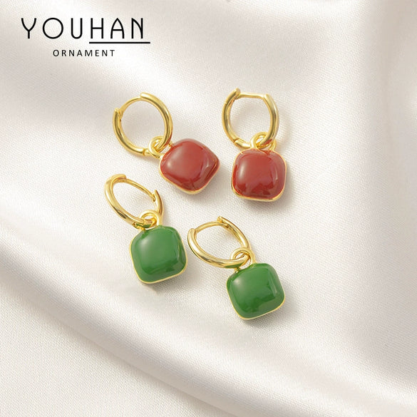 Elegant Geometric Copper Earrings For Women Electroplated Simple Fashion Ear Buckle Jewelry