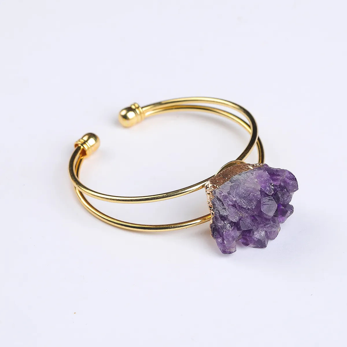 Elegant Geometric Copper Gold Plated Crystal Wholesale Bangle