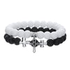 Elegant Geometric Cross Pendant Alloy Black Diamond Imitation Pearl Beaded Handmade Bracelet For Men