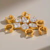 Elegant Geometric Cubic Zirconia Pendant Earrings Goldplated Stainless Steel Jewelry For Women With A Modern Niche Style