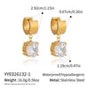 Elegant Geometric Cubic Zirconia Pendant Earrings Goldplated Stainless Steel Jewelry For Women With A Modern Niche Style