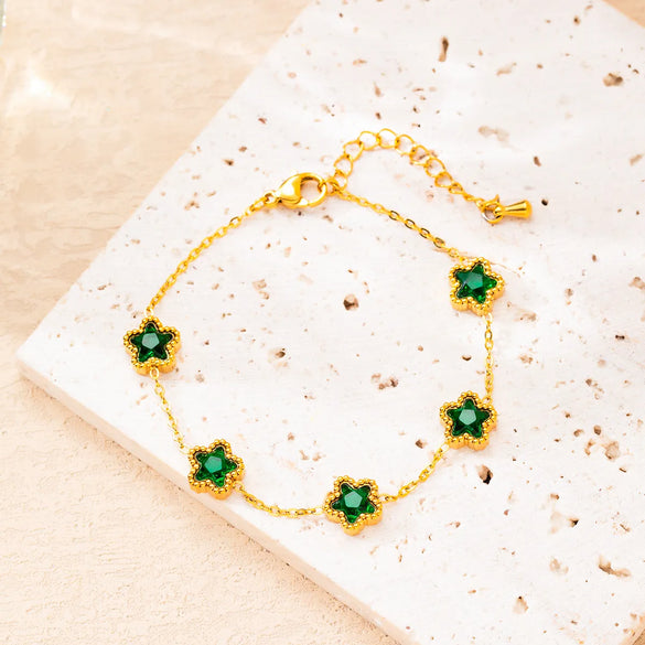 Elegant Geometric Flower Rhombus 304 Stainless Steel Bracelets In Bulk