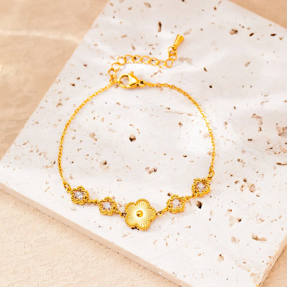 Elegant Geometric Flower Rhombus 304 Stainless Steel Bracelets In Bulk