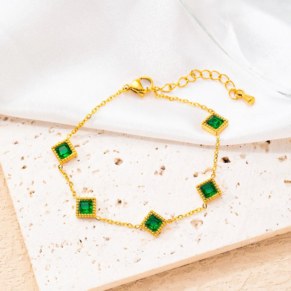 Elegant Geometric Flower Rhombus 304 Stainless Steel Bracelets In Bulk