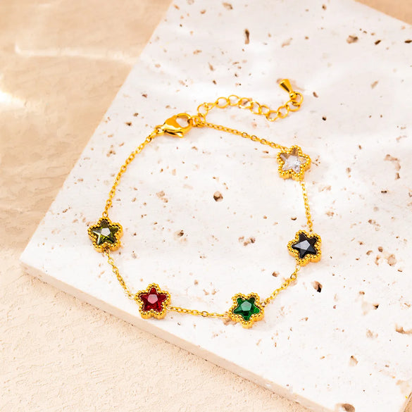 Elegant Geometric Flower Rhombus 304 Stainless Steel Bracelets In Bulk