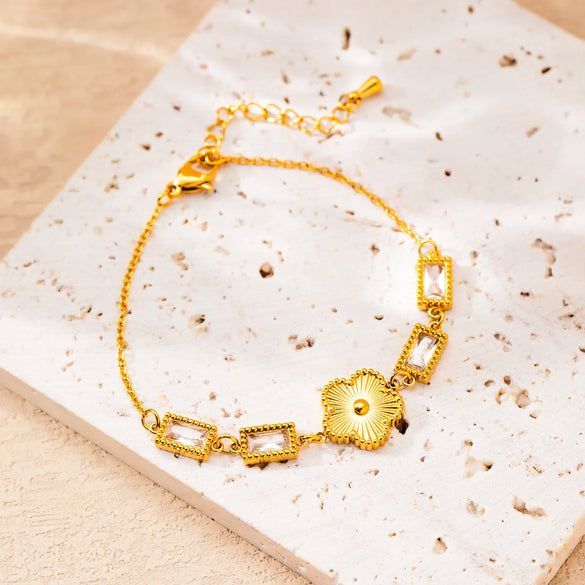 Elegant Geometric Flower Rhombus 304 Stainless Steel Bracelets In Bulk