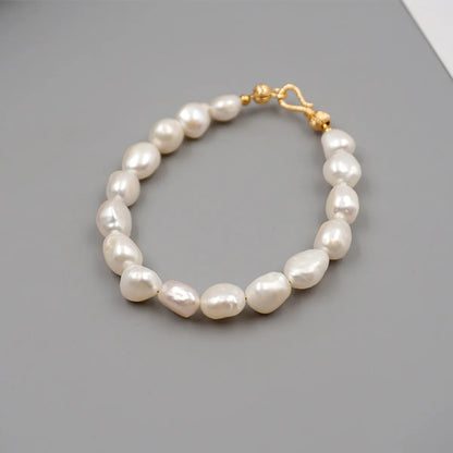 Elegant Geometric Freshwater Pearl Copper Beaded Bracelets Necklace