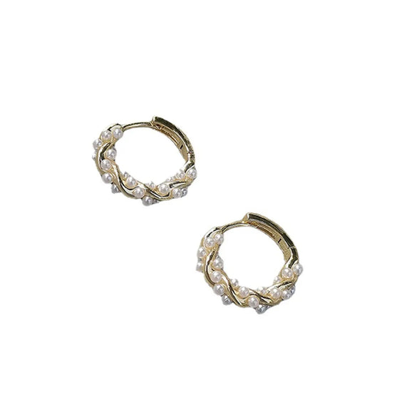 1 Pair Elegant Geometric Beaded Plating Imitation Pearl Earrings