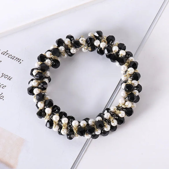 Elegant Geometric Imitation Pearl Rhinestone Hair Tie