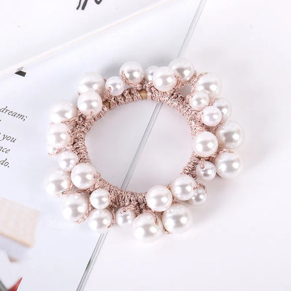 Elegant Geometric Imitation Pearl Rhinestone Hair Tie