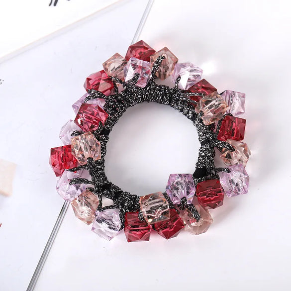 Elegant Geometric Imitation Pearl Rhinestone Hair Tie
