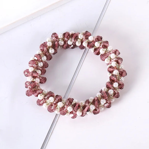 Elegant Geometric Imitation Pearl Rhinestone Hair Tie
