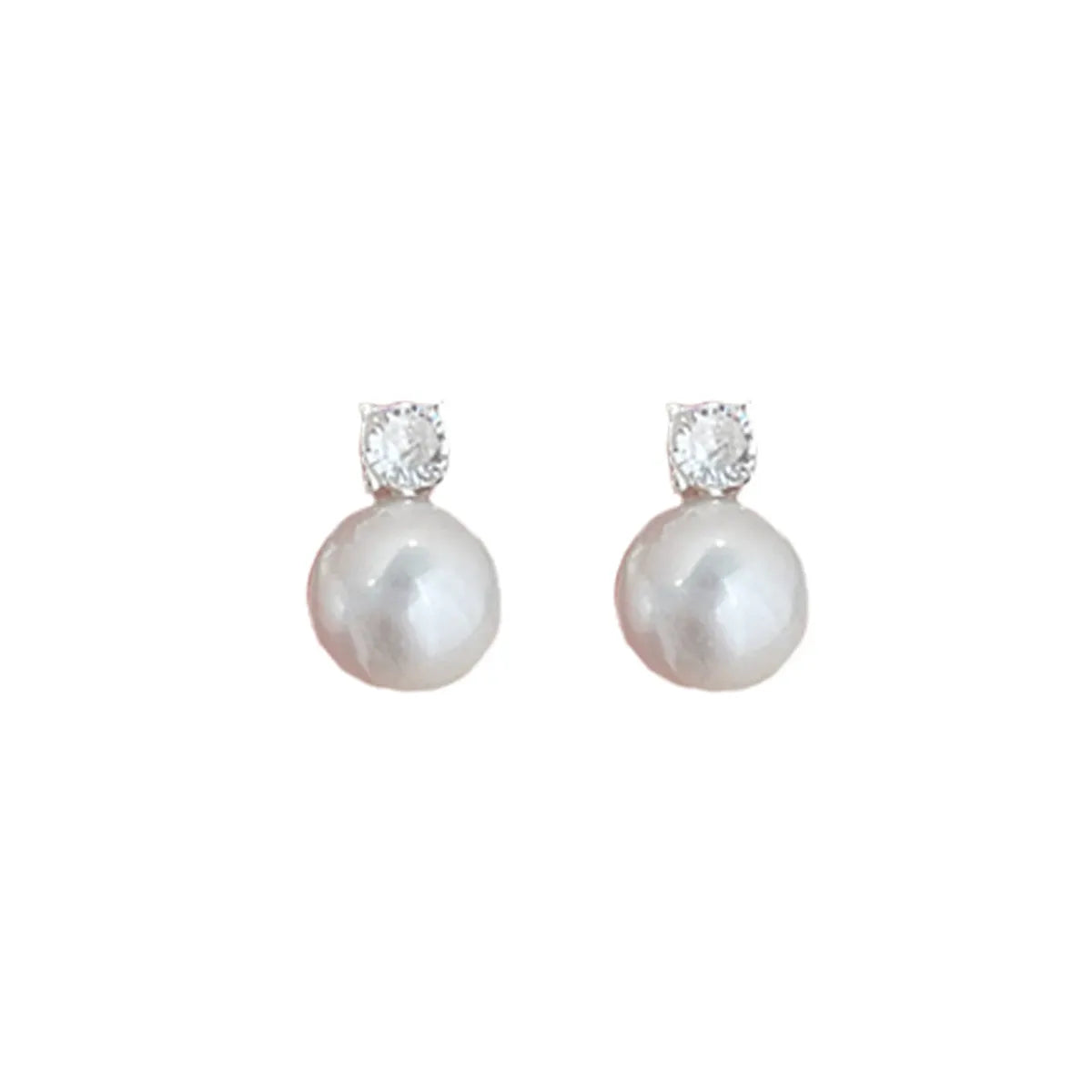 Elegant Geometric Inlay Alloy Pearl Ear Studs