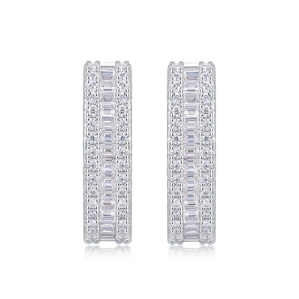 Elegant Geometric Moissanite Inlaid 925 Silver Earrings Unisex