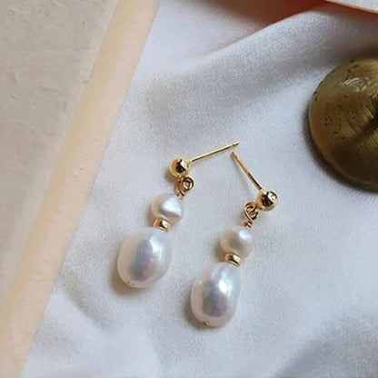 Elegant Geometric Pearl Earrings 1 Pair