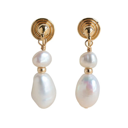 Elegant Geometric Pearl Earrings 1 Pair