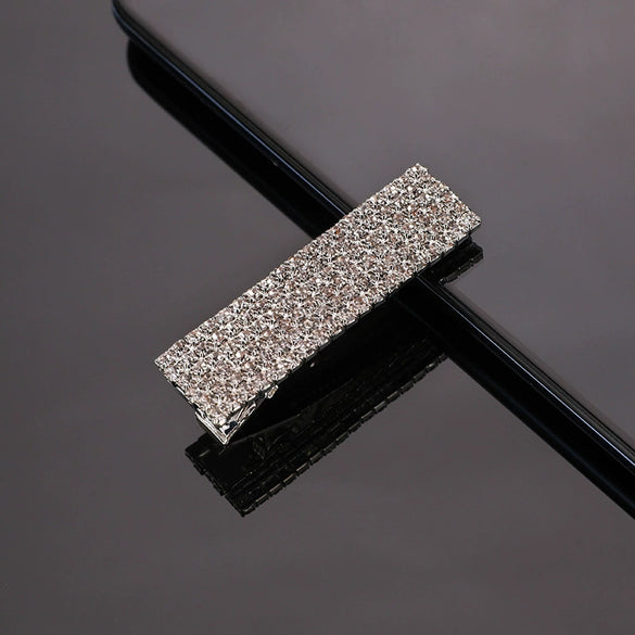 Elegant Geometric Rhinestone Hairpin Side Clip For Women Full Rhinestone Diamond Bangs Barrette Hair Accessory