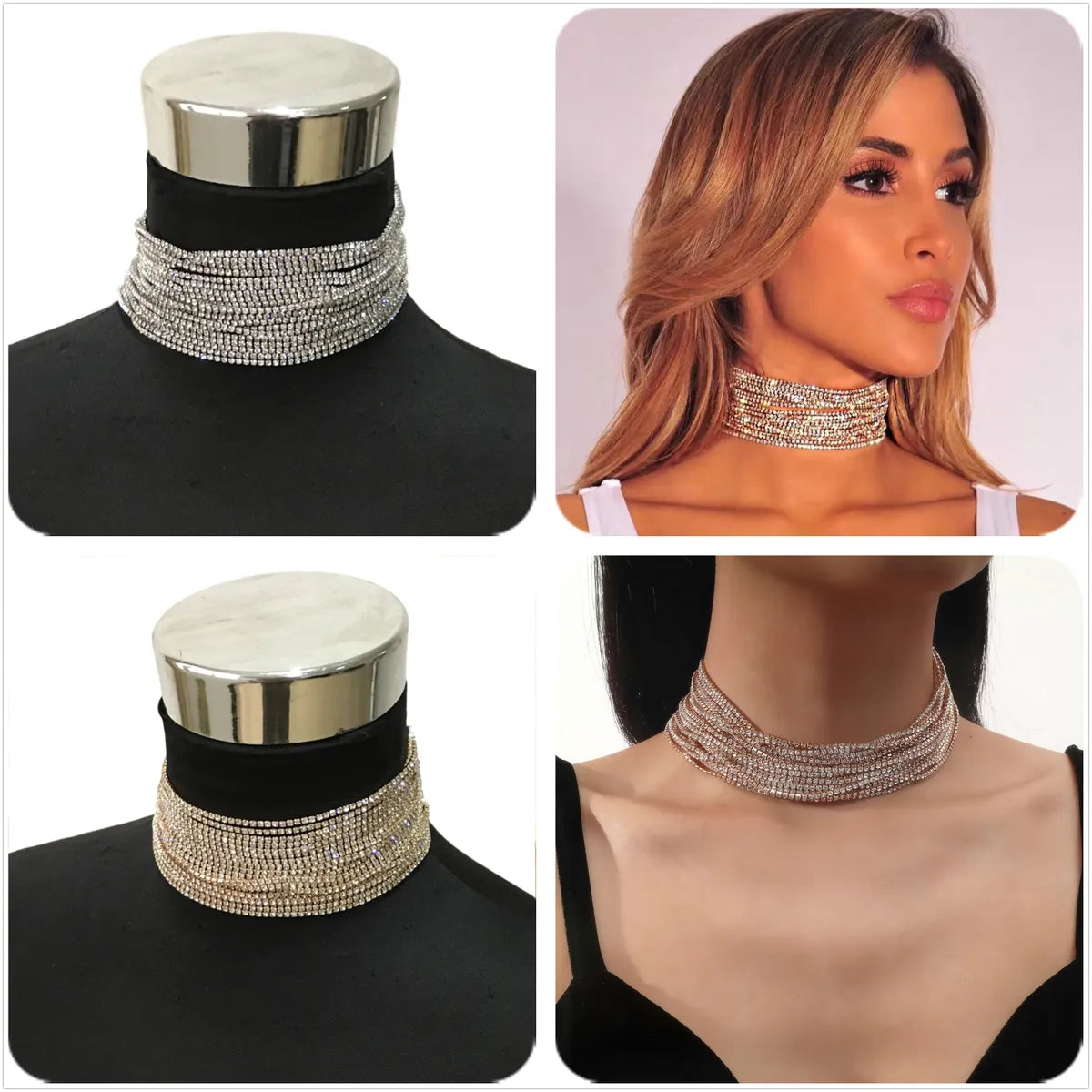 Elegant Geometric Rhinestone Women'S Choker