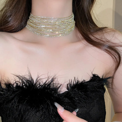 Elegant Geometric Rhinestone Women'S Choker