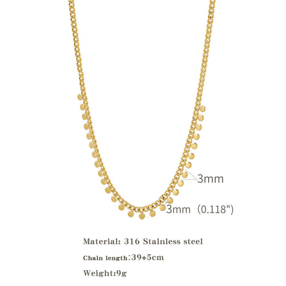 Elegant Geometric Round Pendant Clavicle Chain Unisex Minimalist Necklace