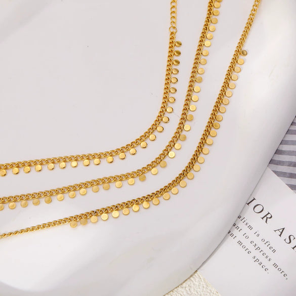 Elegant Geometric Round Pendant Clavicle Chain Unisex Minimalist Necklace