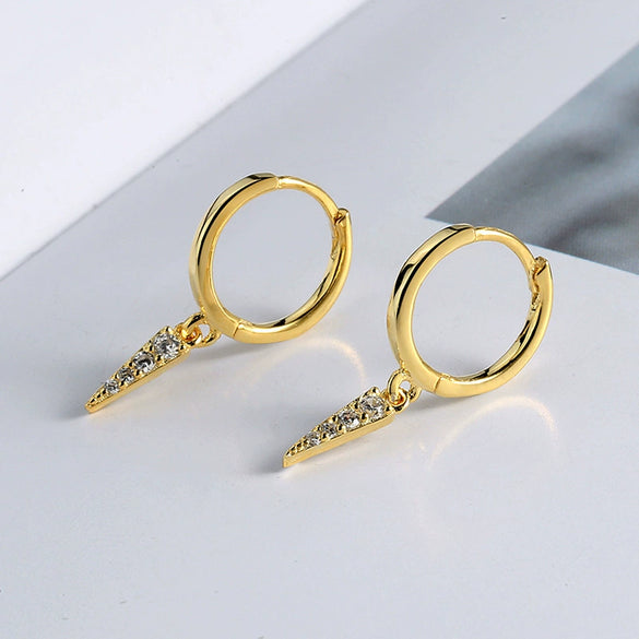 Elegant Geometric S925 Sterling Silver Earrings With Micro Diamond Studded Electroplated Light Luxury Ear Buckle Jewelry