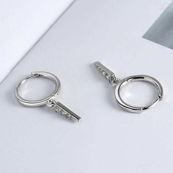 Elegant Geometric S925 Sterling Silver Earrings With Micro Diamond Studded Electroplated Light Luxury Ear Buckle Jewelry