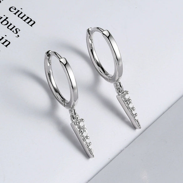 Elegant Geometric S925 Sterling Silver Earrings With Micro Diamond Studded Electroplated Light Luxury Ear Buckle Jewelry