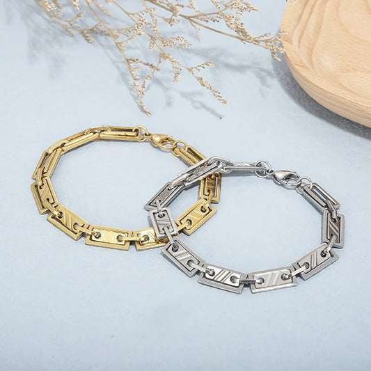 Elegant Geometric Solid Color Titanium Steel Plating Bracelets