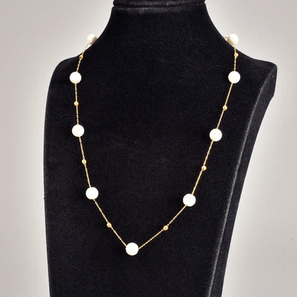 Elegant Geometric Stainless Steel Necklace Plating Artificial Pearl Stainless Steel Necklaces