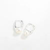 Elegant Geometric Sterling Silver Inlay Pearl Earrings 1 Pair