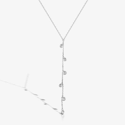 Elegant Geometric Sterling Silver Inlay Zircon White Gold Plated Necklace