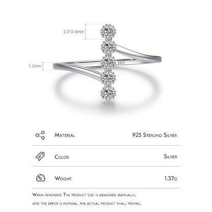 Elegant Geometric Sterling Silver Plating Inlay Zircon Rhodium Plated Rings