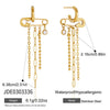 Elegant Geometric Tassel Zircon Earrings For Women Stainless Steel Titanium Steel Stud Earrings Vacuum Gold Plated