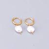 Elegant Geometric Plating Titanium Steel Pearl Drop Earrings