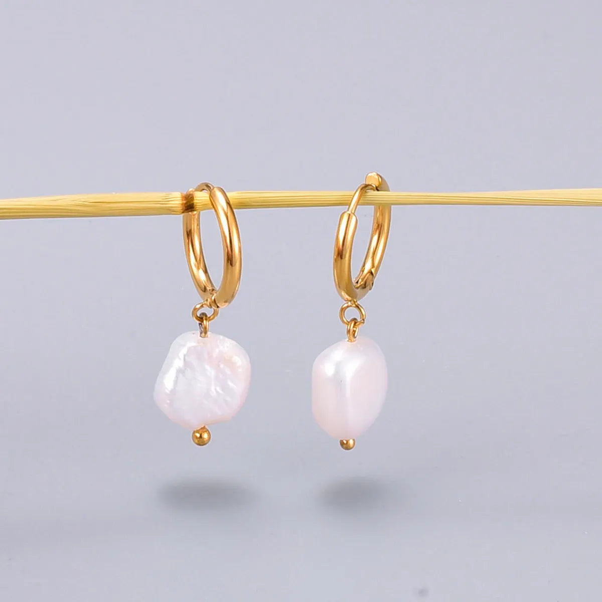 Elegant Geometric Plating Titanium Steel Pearl Drop Earrings