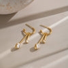Elegant Geometric Titanium Steel Earrings With Detachable Cshaped Tassels Cubic Zirconia And Vacuum Gold Pvd Plating