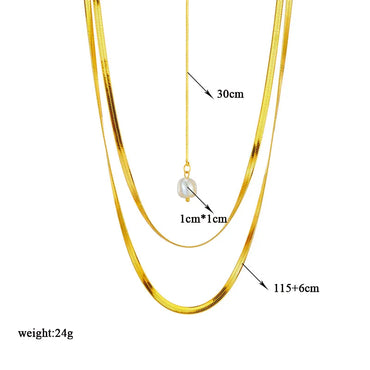 304 Stainless Steel 18K Gold Plated Elegant Inlay Geometric Plastic Layered Necklaces