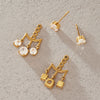 Elegant Geometric Zircon Earrings For Women Stainless Steel Titanium Steel With Vacuum Gold Plating And Detachable Front And Back Design