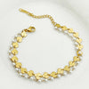 Elegant Ginkgo Leaf 304 Stainless Steel Gold Plated Pearl Bracelets In Bulk