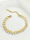 Elegant Ginkgo Leaf 304 Stainless Steel Gold Plated Pearl Bracelets In Bulk