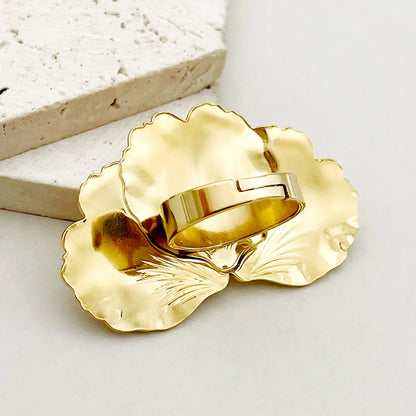 Elegant Glam Artistic Flower Dragonfly 304 Stainless Steel 14K Gold Plated Rings In Bulk