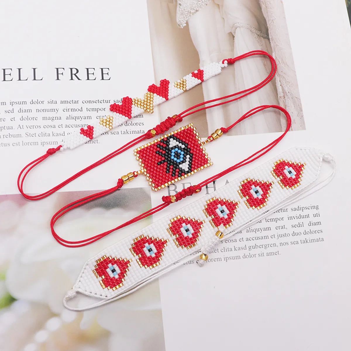 Elegant Glam Devil's Eye Heart Shape Glass Knitting Valentine's Day Women's Bracelets