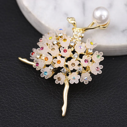 Elegant Glam Geometric Alloy Plating Inlay Artificial Pearls Rhinestones Shell Women'S Brooches