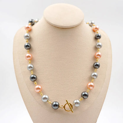 Elegant Glam Geometric Imitation Pearl Toggle Beaded Plating Gold Plated Women's Necklace