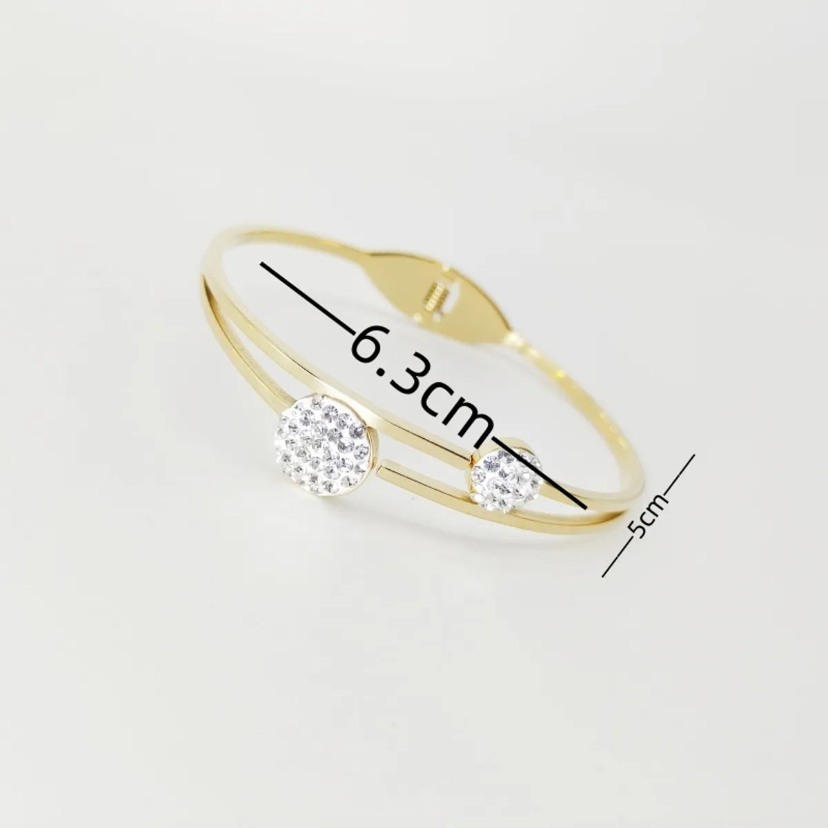 Elegant Glam Geometric Letter Titanium Steel Plating Inlay Rhinestones 18k Gold Plated Bangle