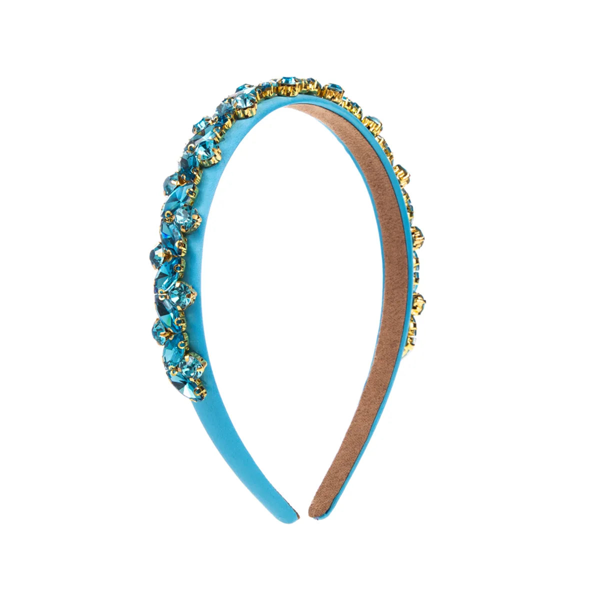 Women'S Elegant Glam Geometric Solid Color Cloth Inlay Rhinestones Glass Stone Hair Band