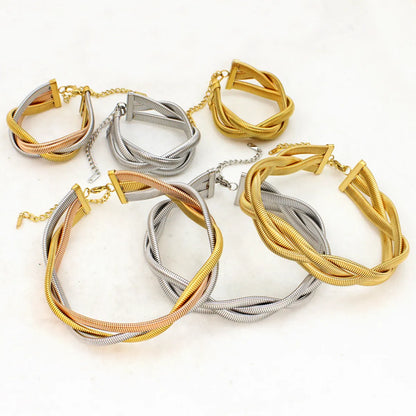 Wholesale Jewelry Elegant Glam Geometric 304 Stainless Steel 18K Gold Plated Plating Bracelets Necklace