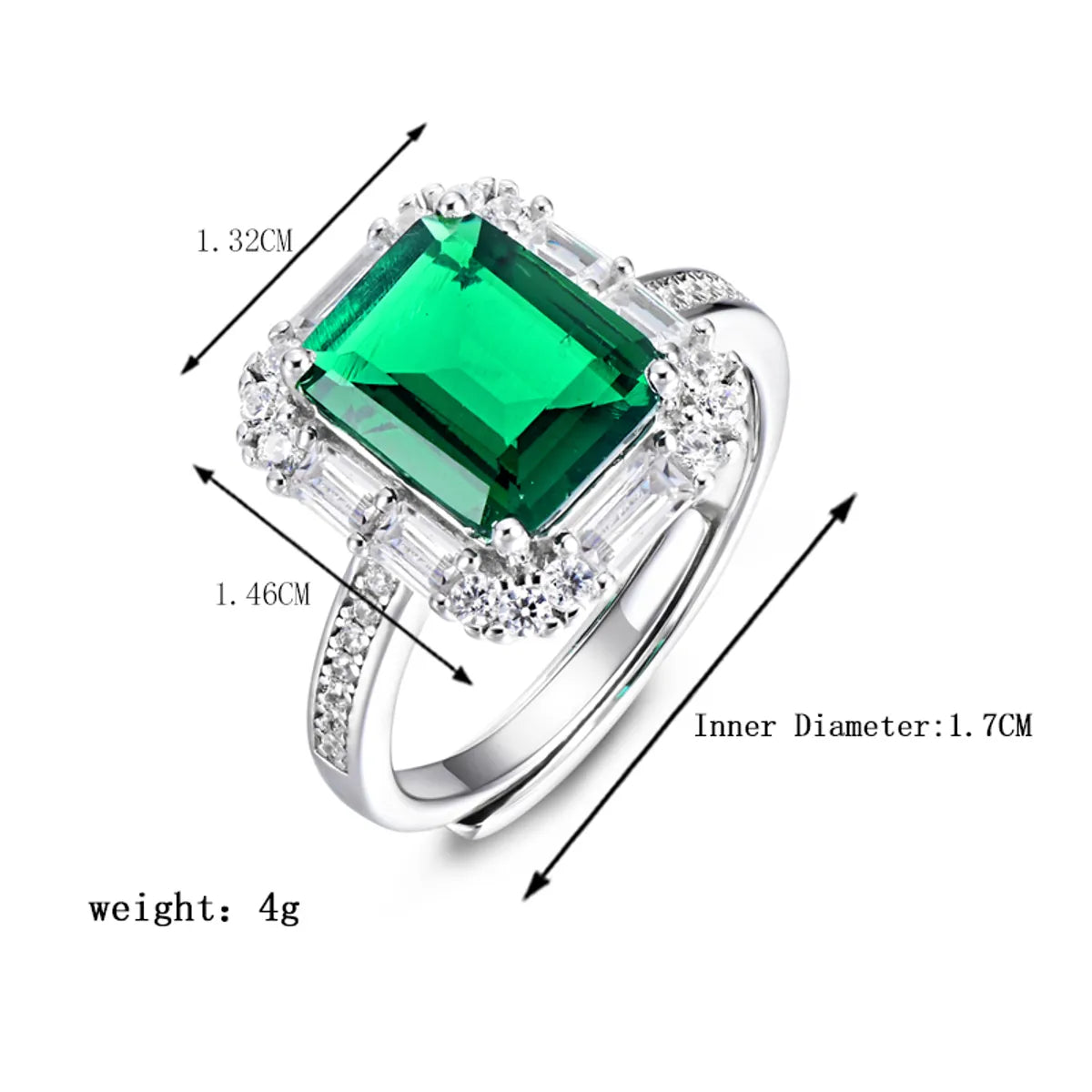 Elegant Glam Geometric Sterling Silver Plating Inlay Artificial Gemstones Open Rings