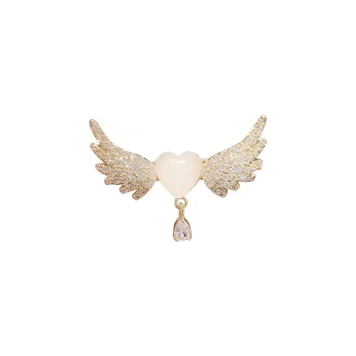 Elegant Glam Heart Shape Wings Alloy Inlay Zircon Women'S Brooches